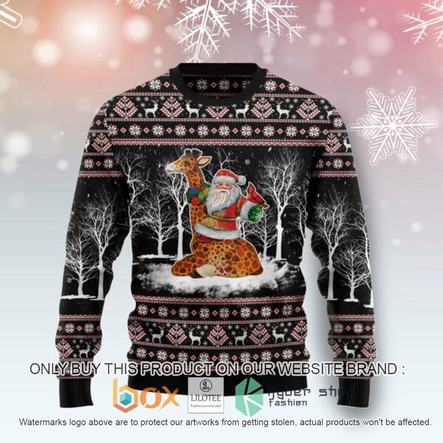 giraffe santa claus ugly christmas sweatshirt 1 39360