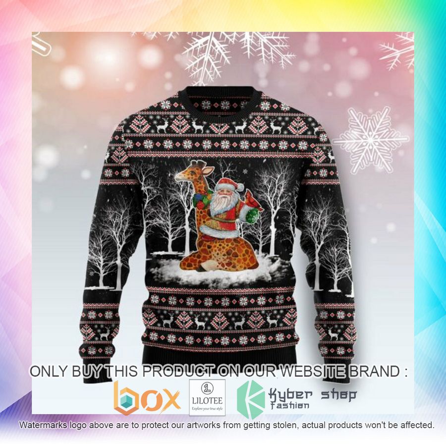 giraffe santa claus ugly christmas sweatshirt 2 95983