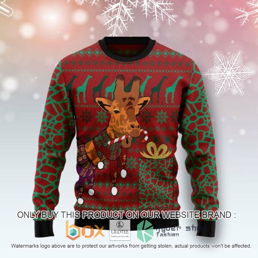 giraffe scarves ugly christmas sweatshirt 1 65805