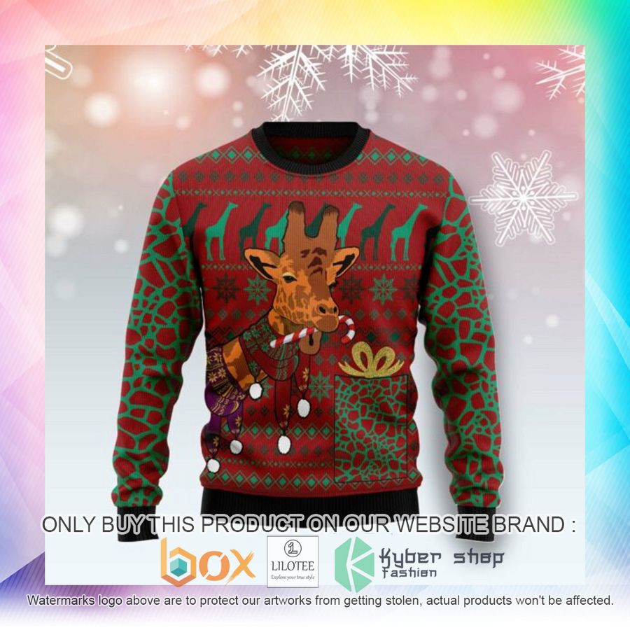 giraffe scarves ugly christmas sweatshirt 2 98675
