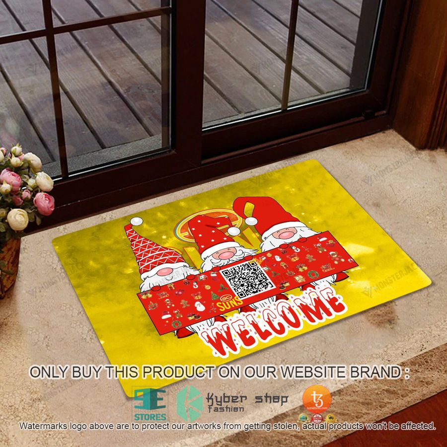 gold coast afl gnomes welcome qr code doormat 1 76099