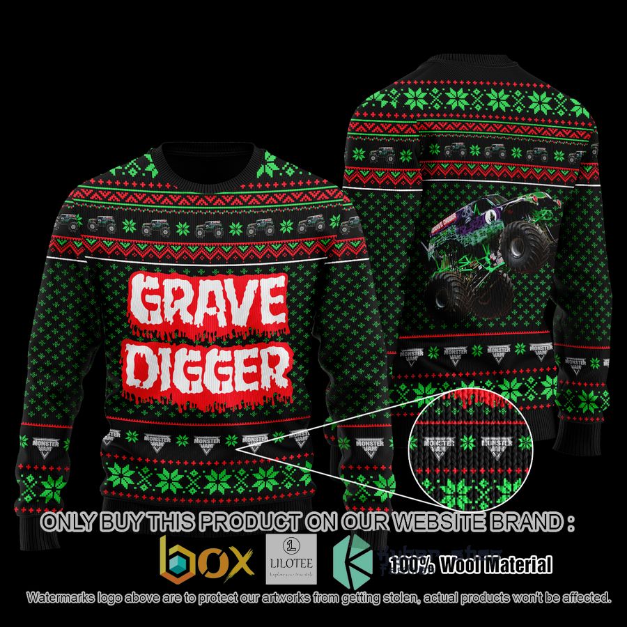 grave digger green black wool sweater 1 71292