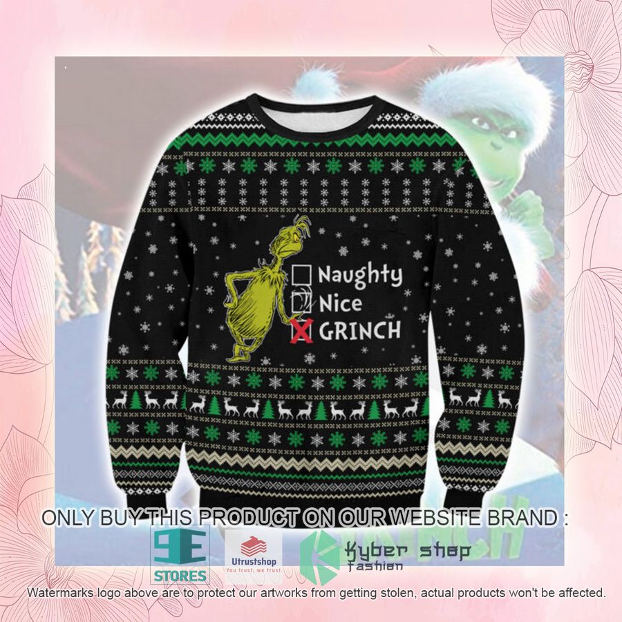 NEW Grinch Naughty Nice black Ugly Sweater 2 grinch naughty nice black ugly christmas sweater 2 73673