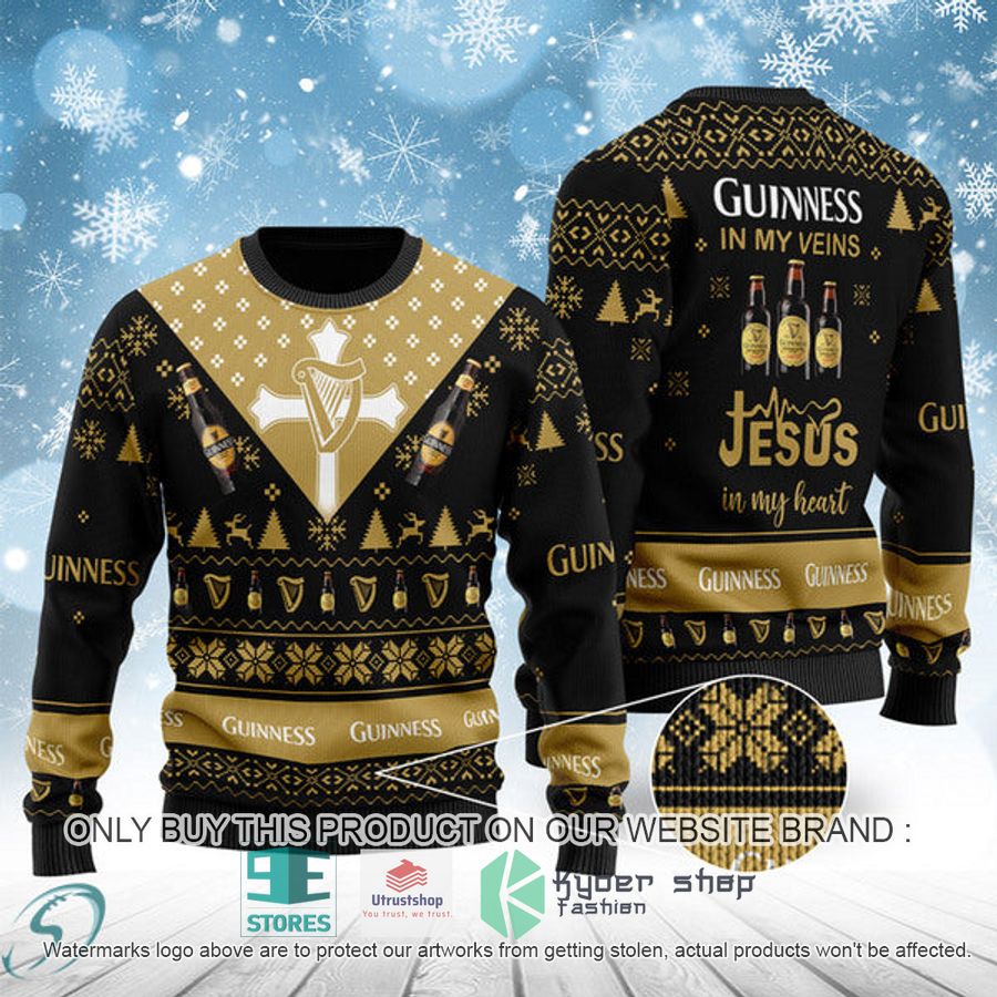 guinness in my veins jesus in my heart ugly christmas sweater 1 65618