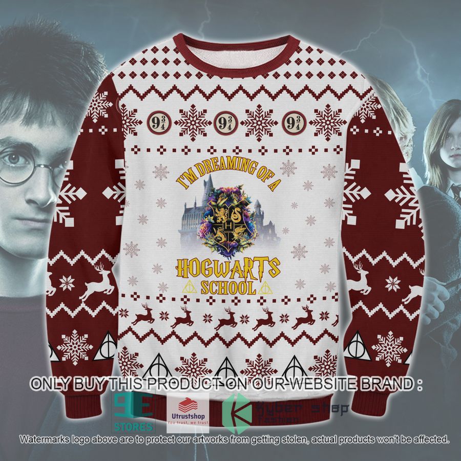 NEW Harry Potter I'm Dreaming Of A Hogwarts School Ugly Sweater 16 harry potter im dreaming of a hogwarts school ugly christmas sweater 1 28929