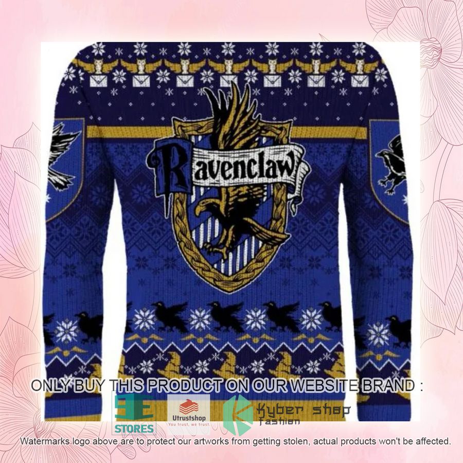NEW Harry Potter Ravenclaw Crest Blue Ugly Sweater 3 harry potter ravenclaw crest blue ugly christmas sweater 3 59694