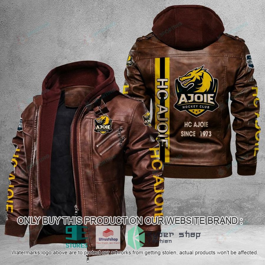 NEW HC Ajoie Since 1973 Men Leather Jacket 2 hc ajoie since 1973 leather jacket 2 50302