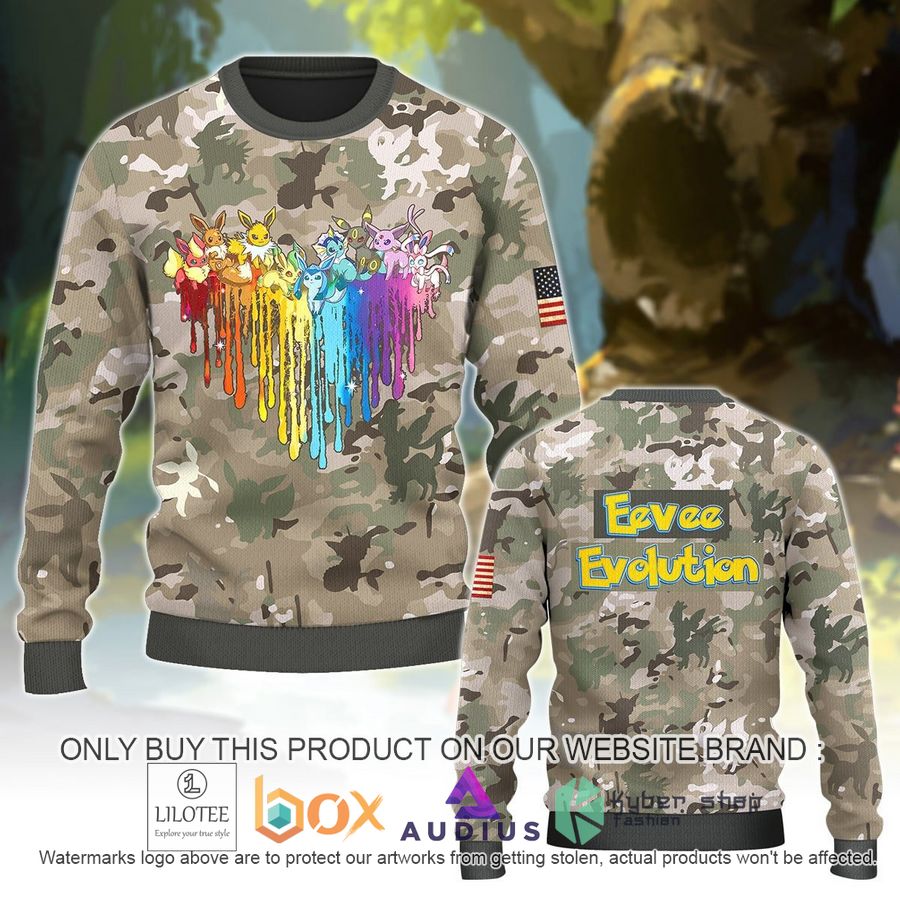 heart shape eevee evolution camo pattern pokemon shirt hoodie 1 63423