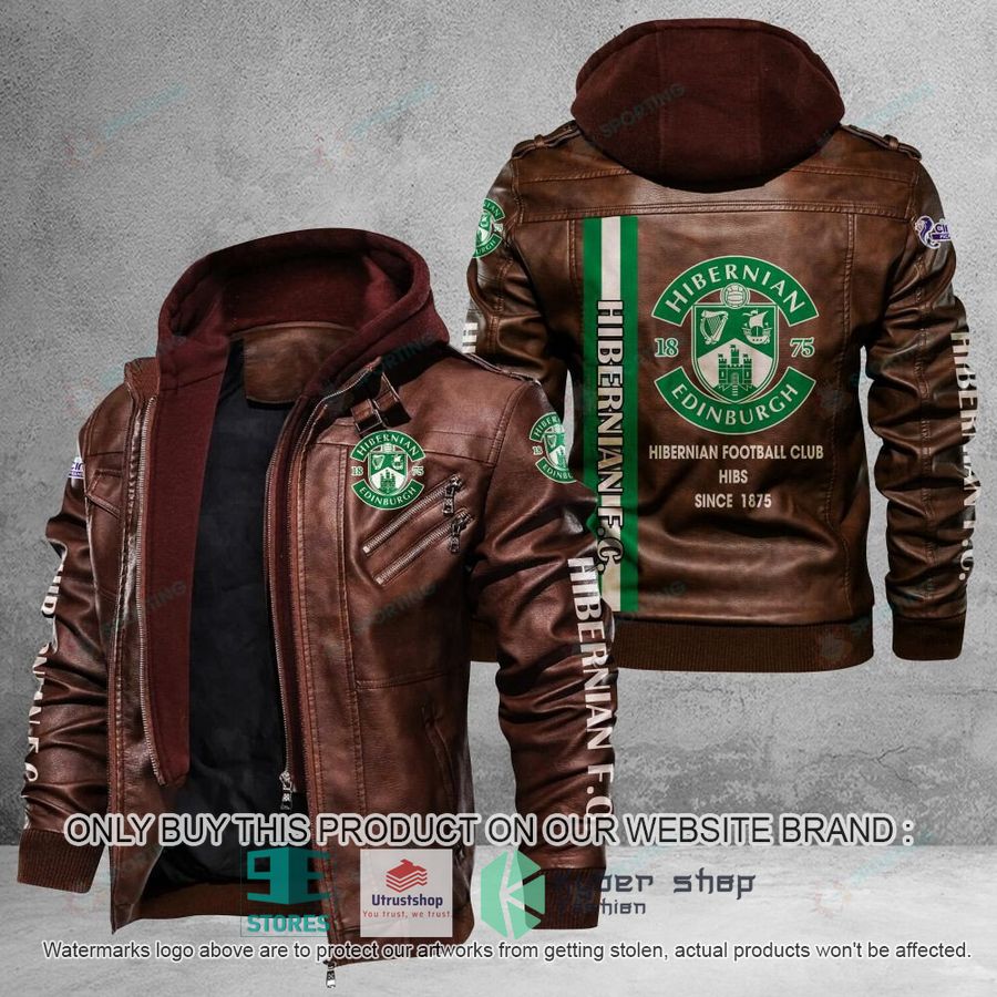 NEW Hibernian F.C HIBS Since 1875 Men Leather Jacket 2 hibernian f c hibs since 1875 leather jacket 2 76082