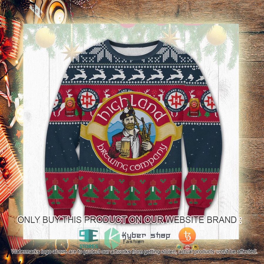 NEW Highland Brewing Company logo Christmas Ugly Sweater 3 highland brewing company logo ugly christmas sweater 3 80898