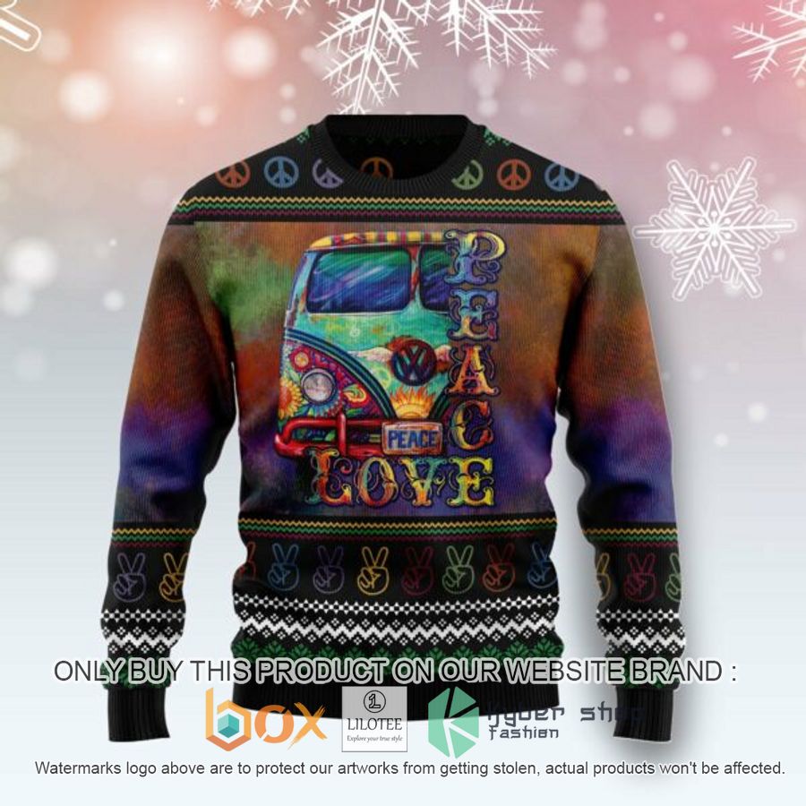 hippie peace love ugly christmas sweatshirt 1 38191