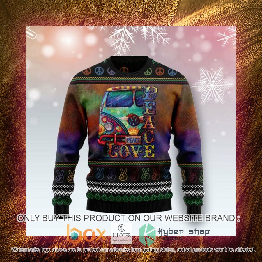 Hippie Peace Love Ugly Christmas Sweatshirt 4 hippie peace love ugly christmas sweatshirt 4 3664