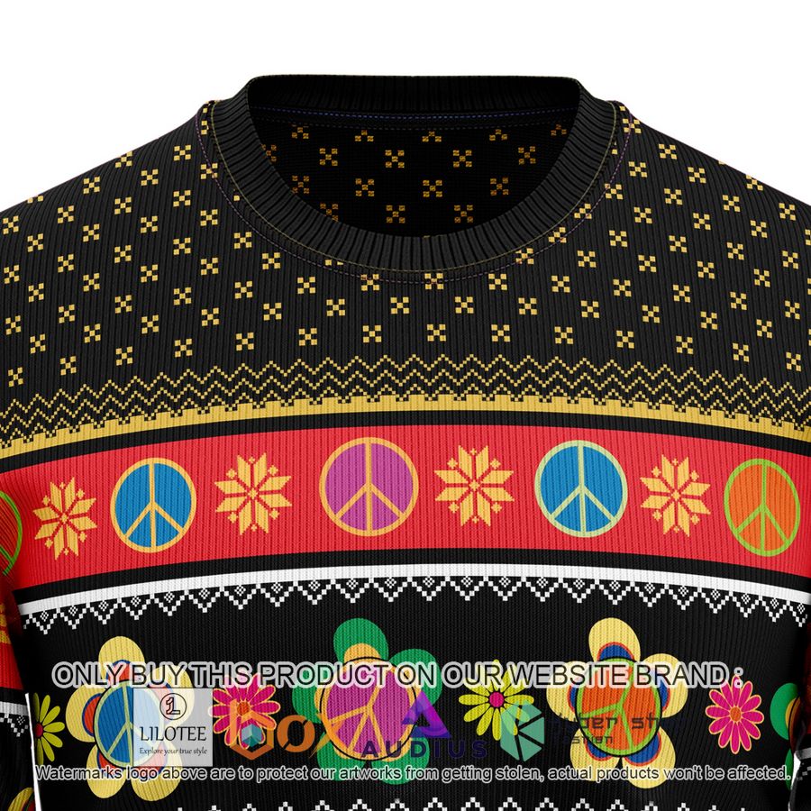 hippie peace sign ugly christmas sweater 2 87932