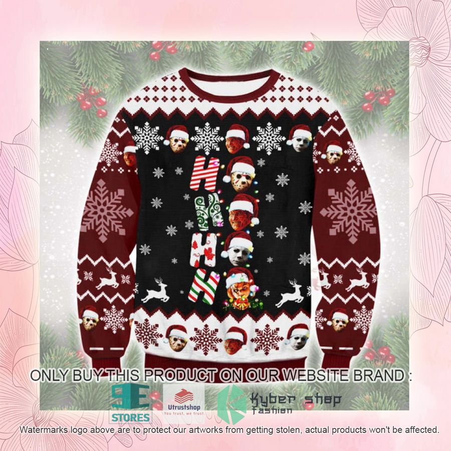 NEW Ho Ho Horror Characters Ugly Sweater 2 ho ho horror characters ugly christmas sweater 2 9128
