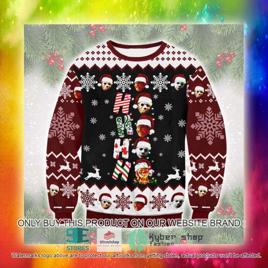 NEW Ho Ho Horror Characters Ugly Sweater 3 ho ho horror characters ugly christmas sweater 3 6435