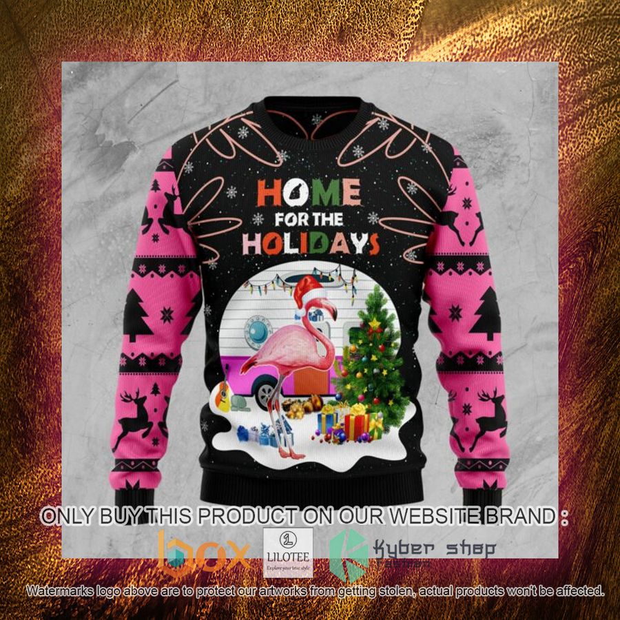 Home For The Holidays Flamingo Ugly Christmas Sweatshirt 4 home for the holidays flamingo ugly christmas sweatshirt 4 94910