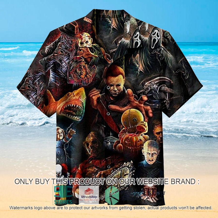 horror characters halloween black hawaiian shirt 1 78627