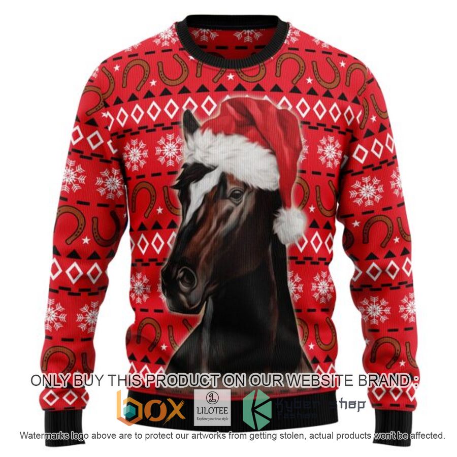 horse christmas pattern ugly christmas sweatshirt 1 23961
