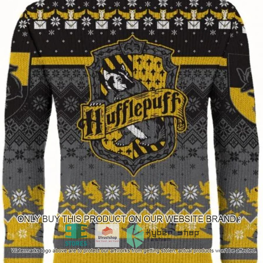 hufflepuff crest harry potter black yellow ugly christmas sweater 1 79946