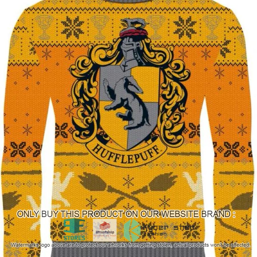 hufflepuff crest harry potter yellow ugly christmas sweater 1 12475
