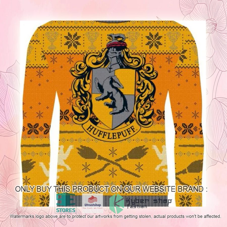 NEW Hufflepuff Crest Harry Potter Yellow Ugly Sweater 3 hufflepuff crest harry potter yellow ugly christmas sweater 3 5947