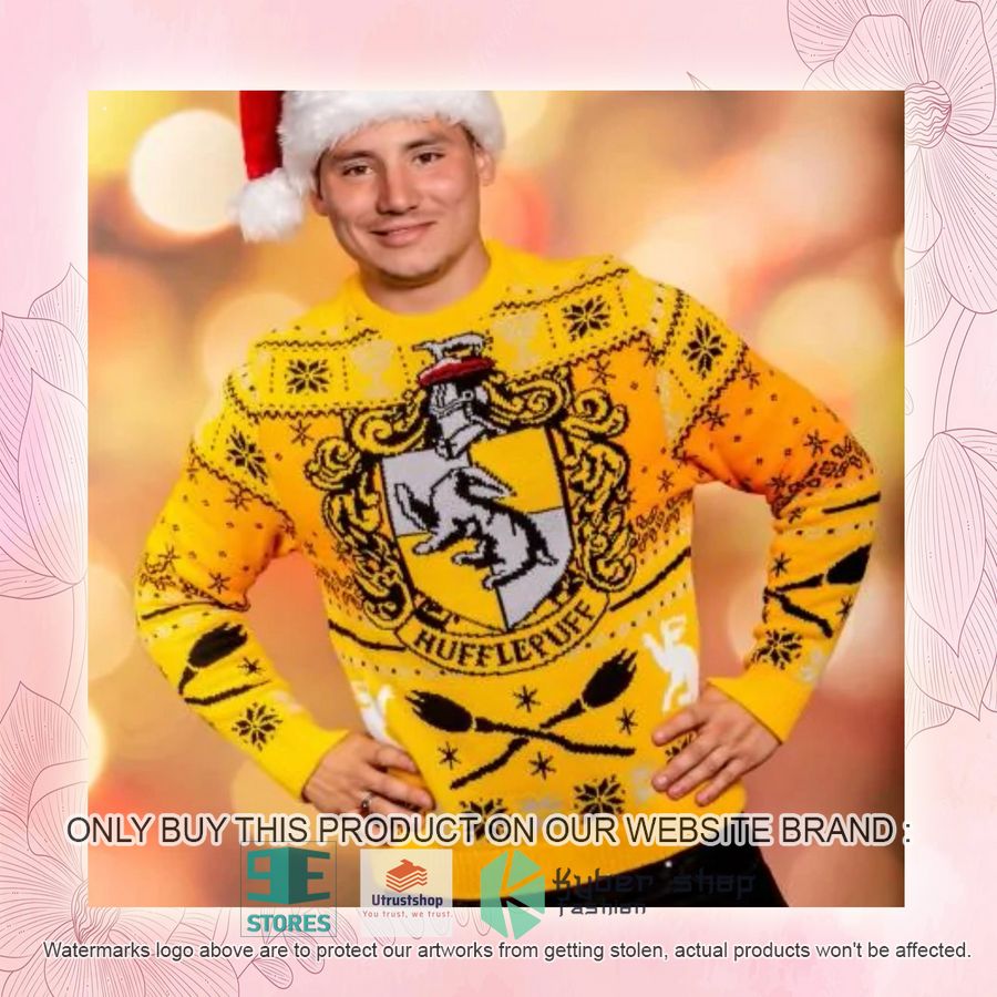 NEW Hufflepuff Crest Harry Potter Yellow Ugly Sweater 4 hufflepuff crest harry potter yellow ugly christmas sweater 4 78233