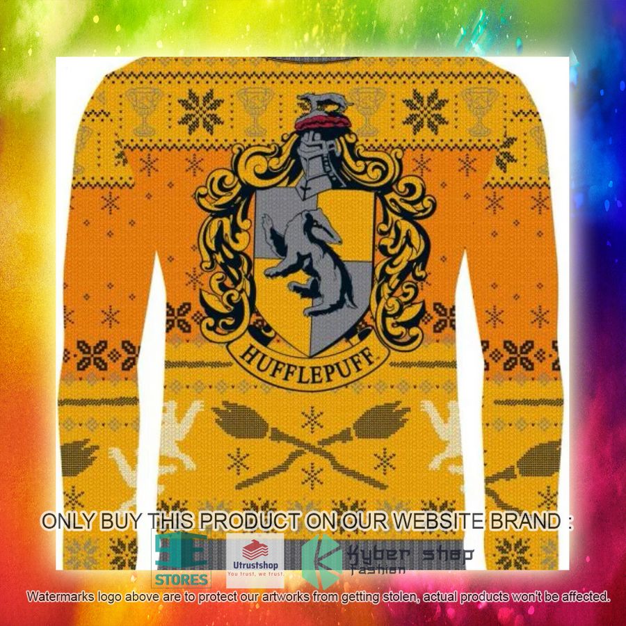 NEW Hufflepuff Crest Harry Potter Yellow Ugly Sweater 5 hufflepuff crest harry potter yellow ugly christmas sweater 5 53358
