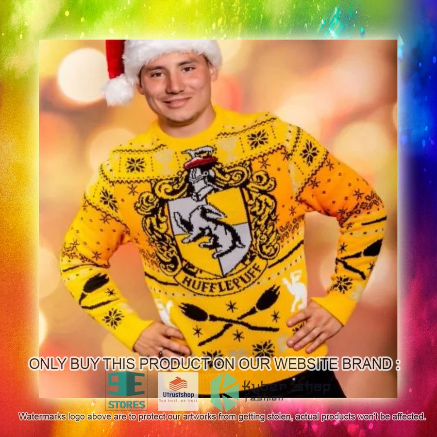 NEW Hufflepuff Crest Harry Potter Yellow Ugly Sweater 6 hufflepuff crest harry potter yellow ugly christmas sweater 6 14015
