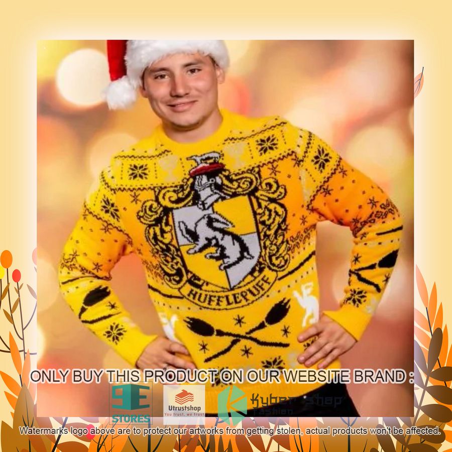 NEW Hufflepuff Crest Harry Potter Yellow Ugly Sweater 8 hufflepuff crest harry potter yellow ugly christmas sweater 8 99138