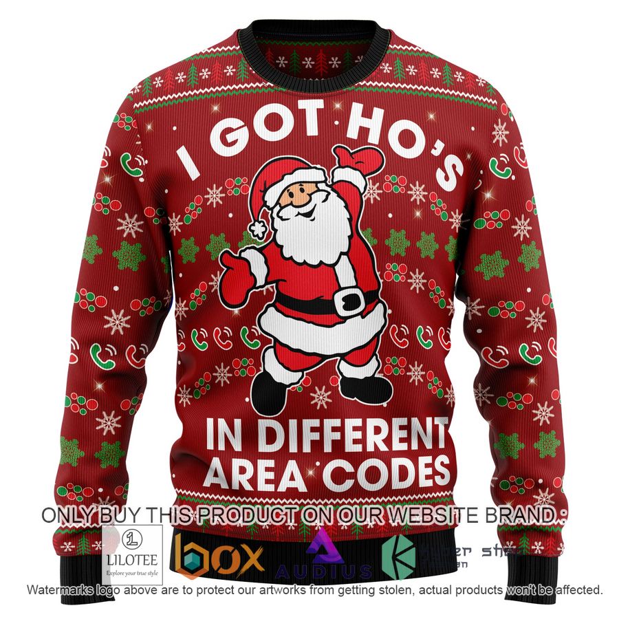 i got hos in different area codes ugly christmas sweater 1 81492