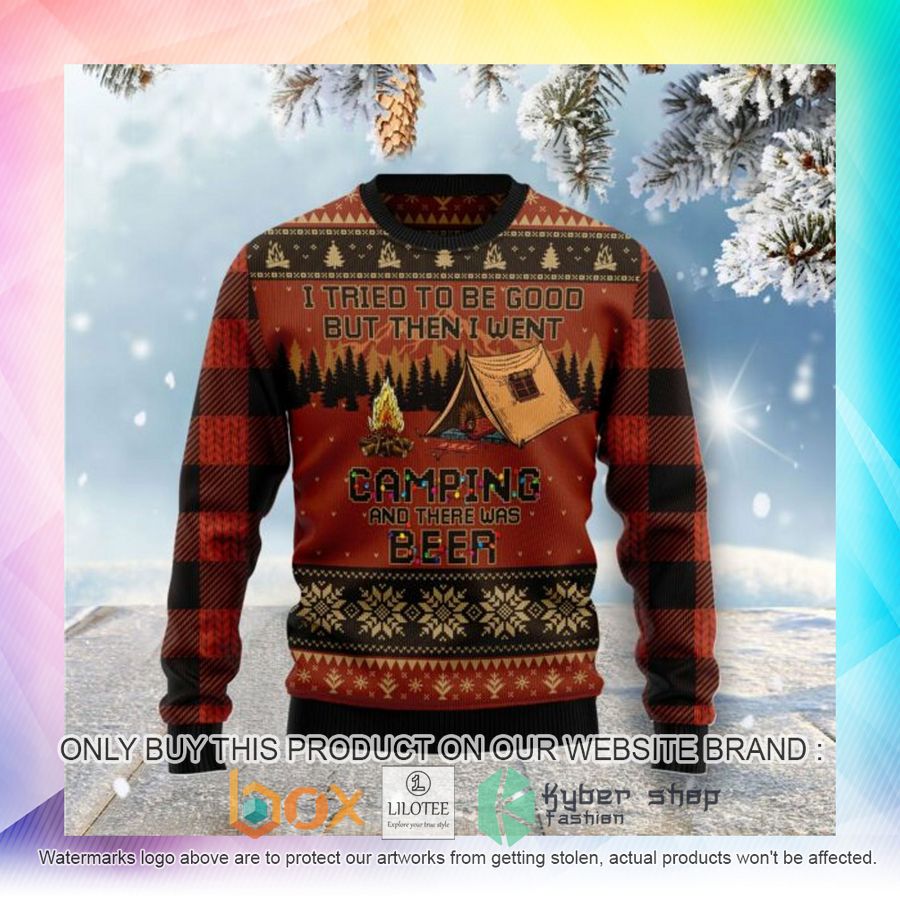 i tried to be good but then i went camping ugly christmas sweatshirt 2 92495