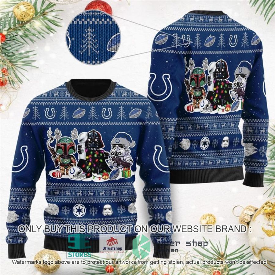 indianapolis colts darth vader boba fett stormtrooper ugly christmas sweater 1 43283