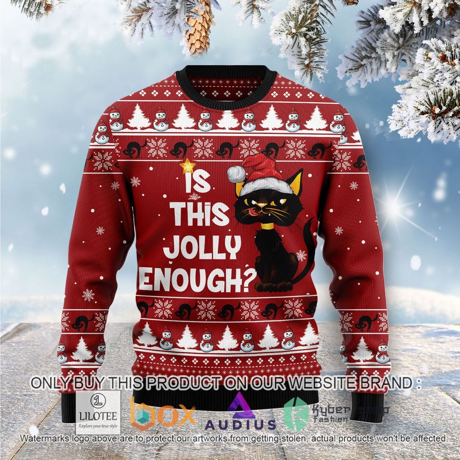 is this jolly enough black cat ugly christmas sweater 1 72405
