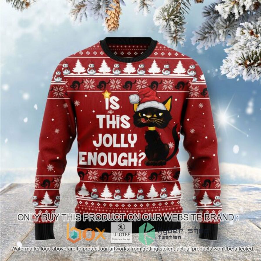 is this jolly enough black cat ugly christmas sweatshirt 1 81730