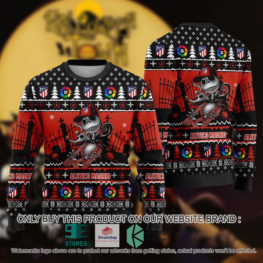 jack skellington aletico madrid ugly christmas sweater 1 38650