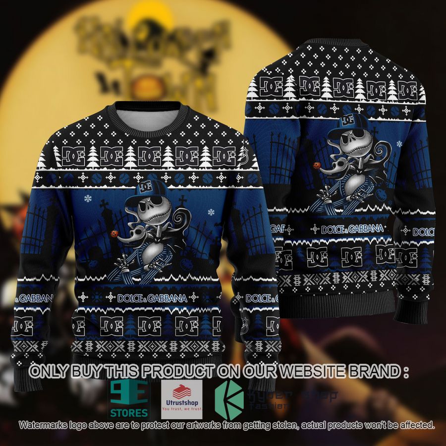 NEW Jack Skellington Dolce gabbana Logo Sweatshirt 9 jack skellington dolce gabbana logo ugly christmas sweater 1 19942