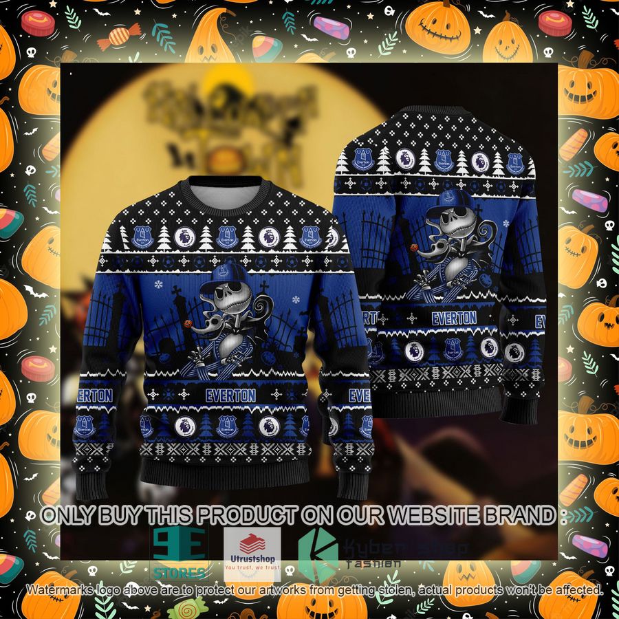 NEW Jack Skellington Everton Sweatshirt 2 jack skellington everton ugly christmas sweater 2 98216