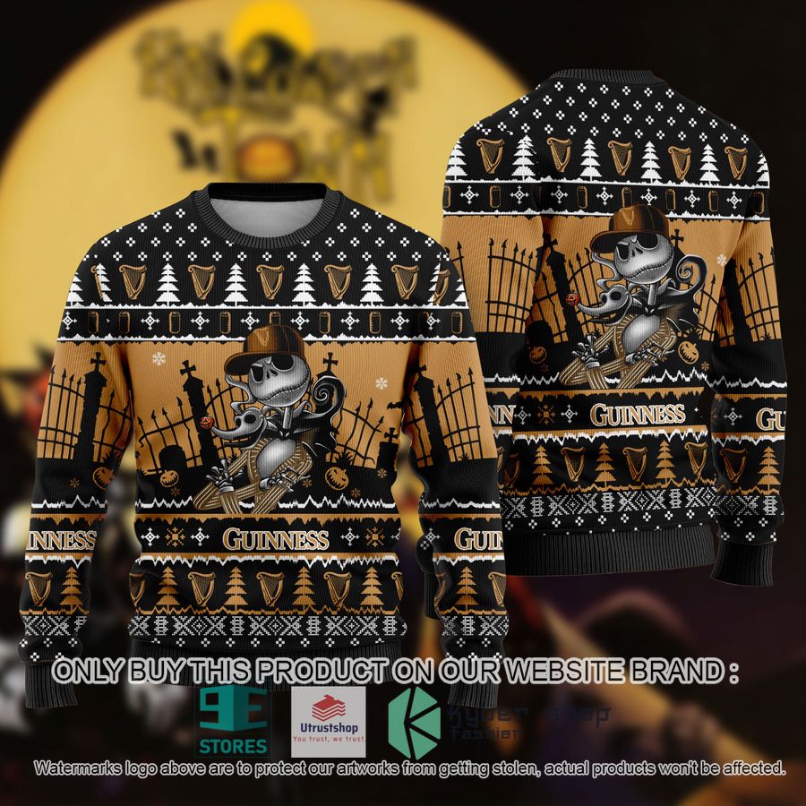 jack skellington guinness ugly christmas sweater 1 7277