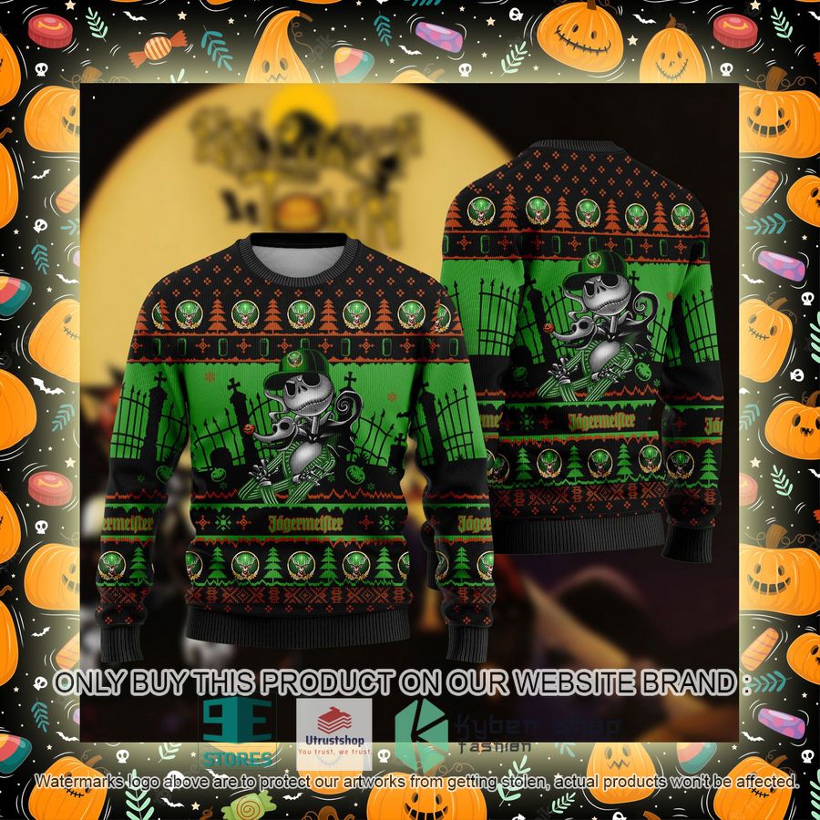 NEW Jack Skellington Jagermeister Sweatshirt 2 jack skellington jagermeister ugly christmas sweater 2 47954