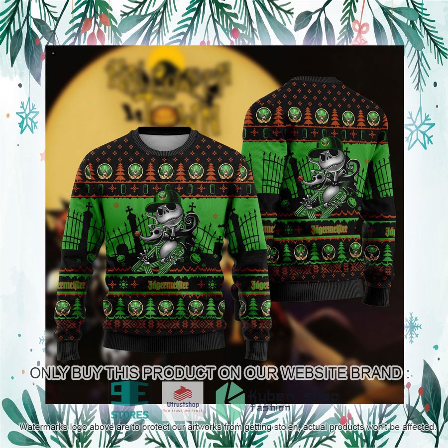 NEW Jack Skellington Jagermeister Sweatshirt 3 jack skellington jagermeister ugly christmas sweater 3 22658