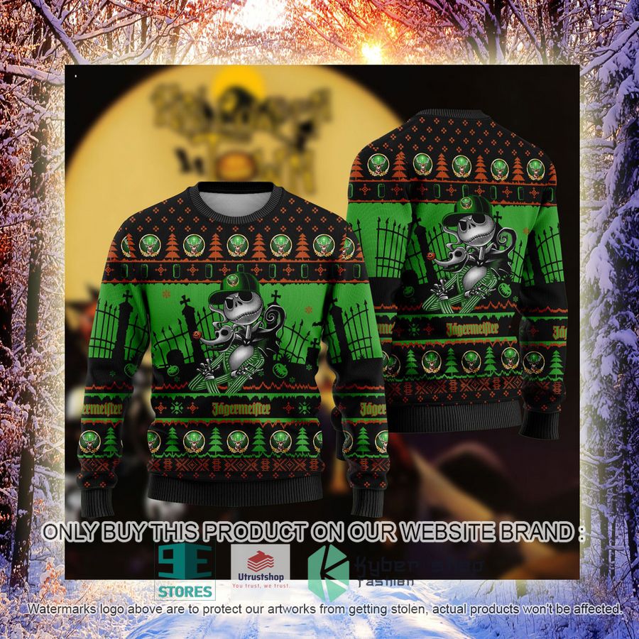 NEW Jack Skellington Jagermeister Sweatshirt 4 jack skellington jagermeister ugly christmas sweater 4 96492
