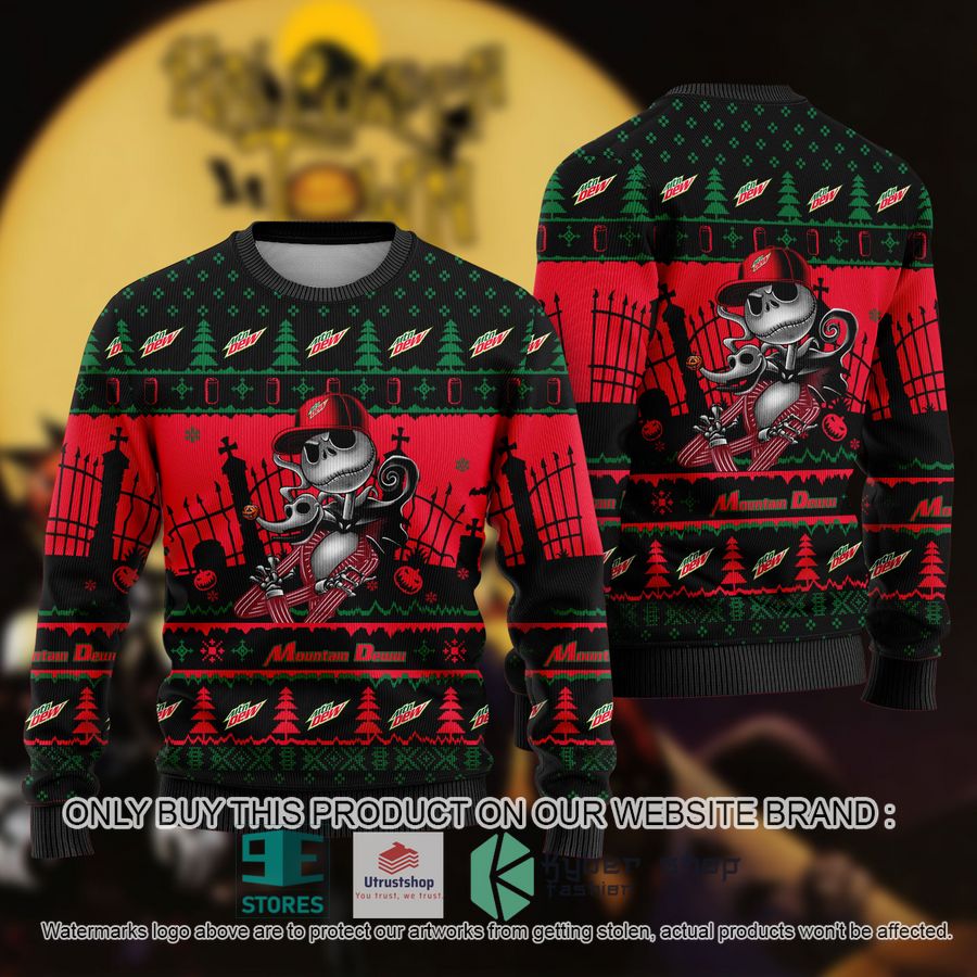 jack skellington mountain dew ugly christmas sweater 1 11709