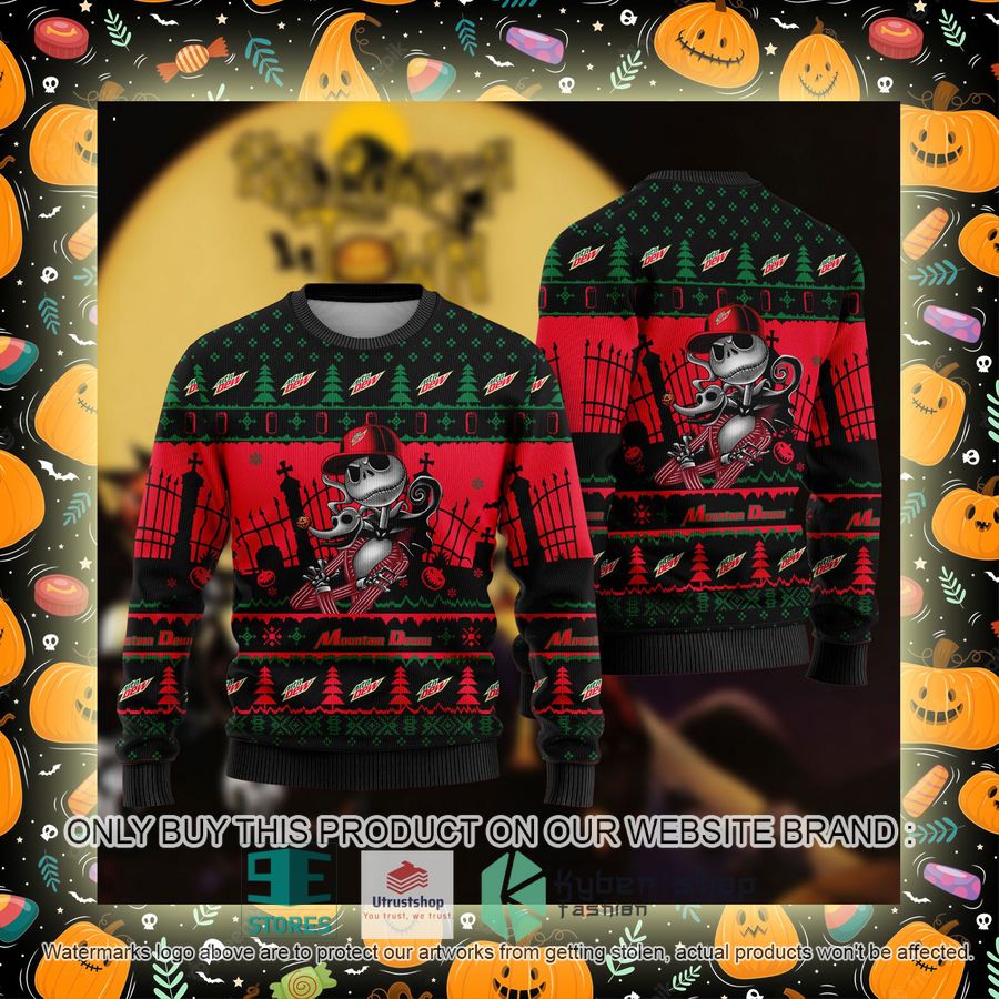 NEW Jack Skellington Mountain Dew Sweatshirt 2 jack skellington mountain dew ugly christmas sweater 2 51717