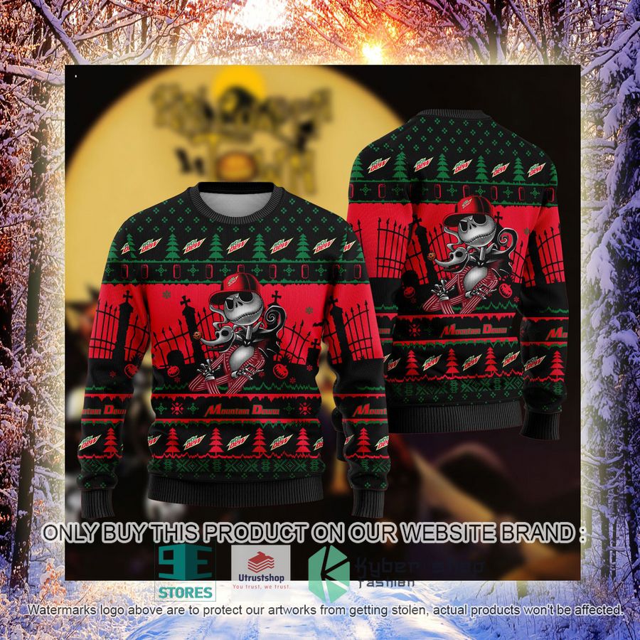 NEW Jack Skellington Mountain Dew Sweatshirt 4 jack skellington mountain dew ugly christmas sweater 4 98770