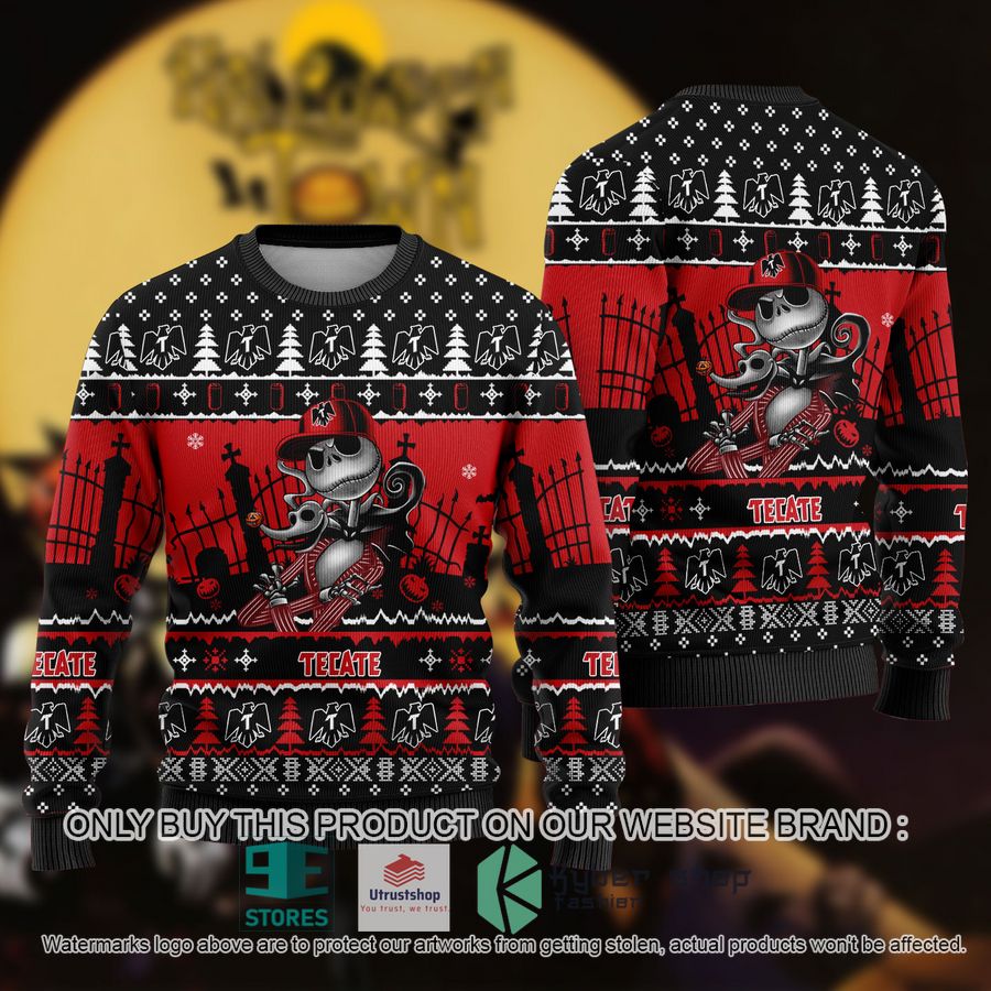 NEW Jack Skellington Tecate Sweatshirt 1 jack skellington tecate ugly christmas sweater 1 10857