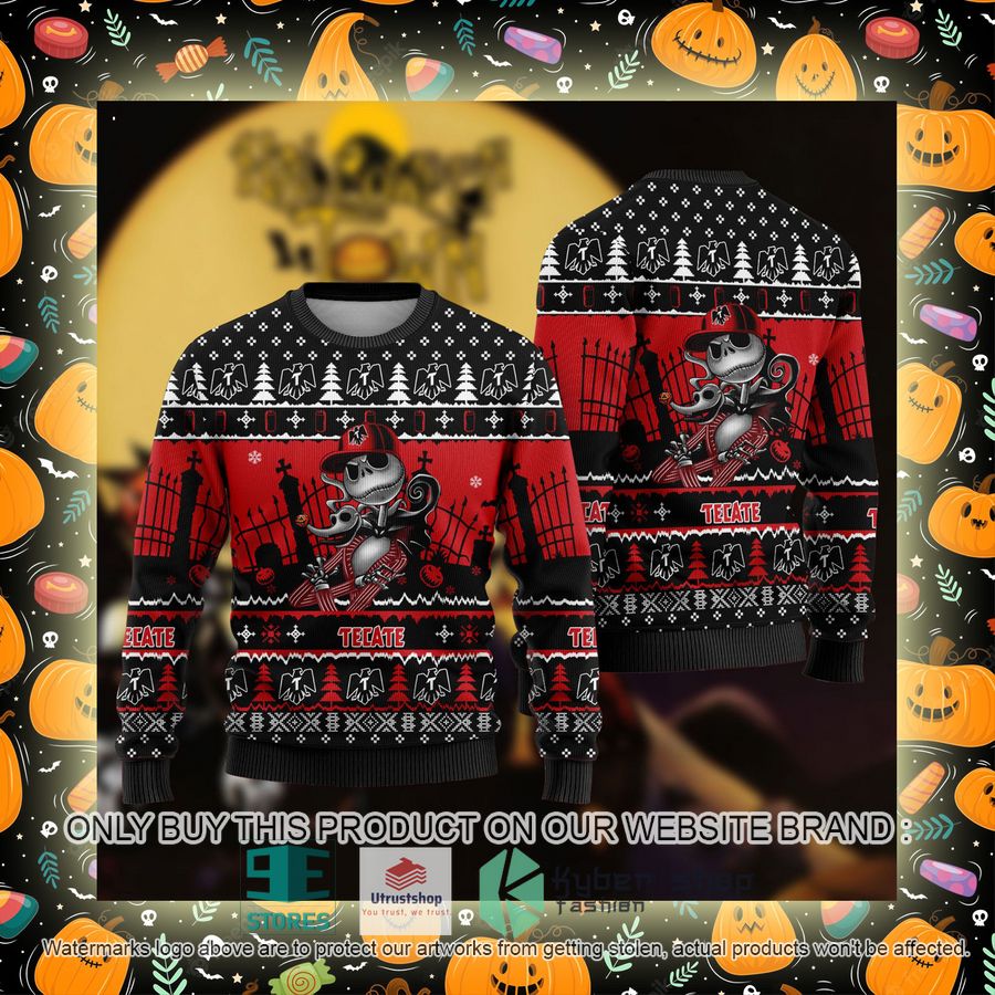 NEW Jack Skellington Tecate Sweatshirt 2 jack skellington tecate ugly christmas sweater 2 39444