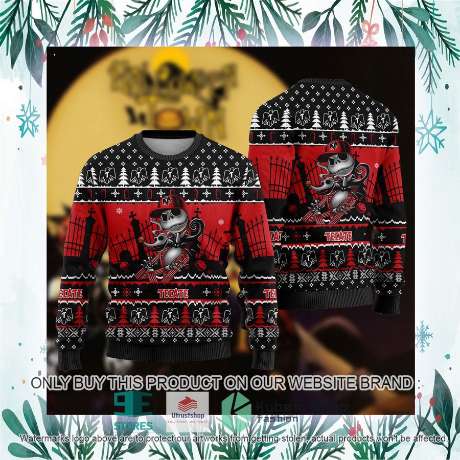 NEW Jack Skellington Tecate Sweatshirt 3 jack skellington tecate ugly christmas sweater 3 89179
