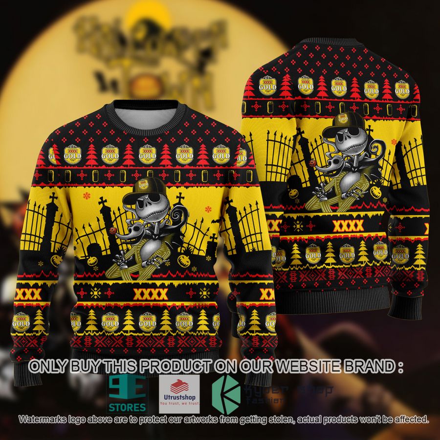 jack skellington xxxx gold ugly christmas sweater 1 38581
