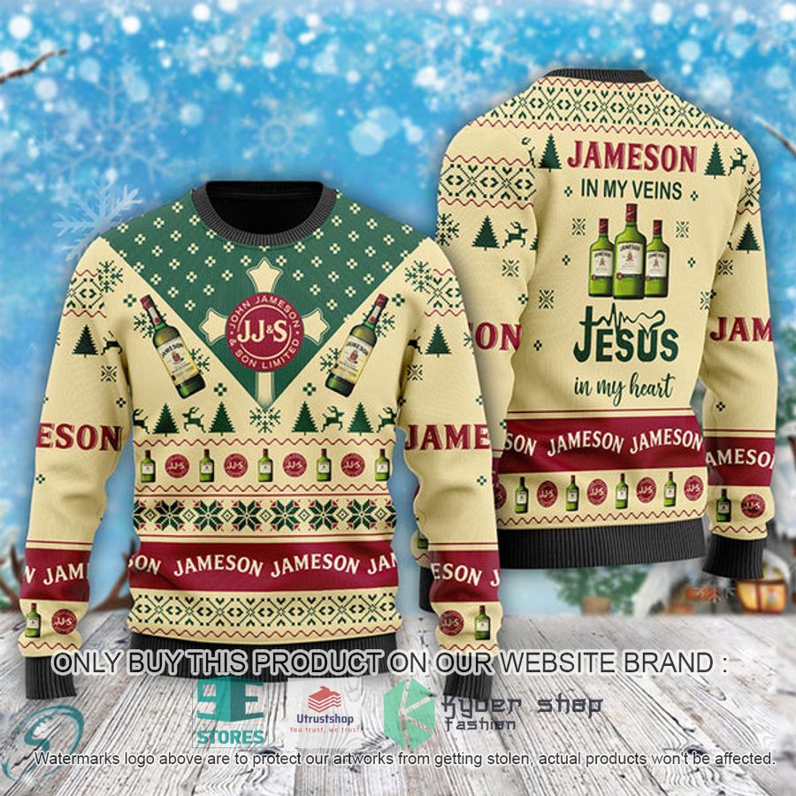 jameson in my veins jesus in my heart ugly christmas sweater 1 12934