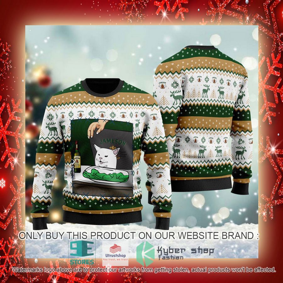 NEW Jameson Irish Whiskey Cat Meme Christmas Ugly Sweater 3 jameson irish whiskey cat meme ugly christmas sweater 3 22982